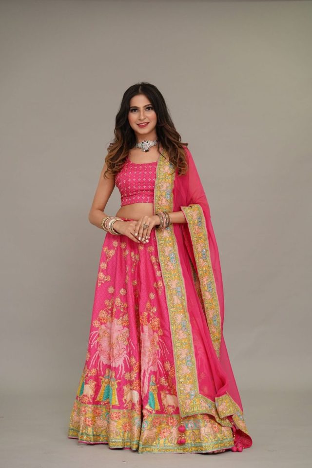 Hot Pink Printed Lehenga Set